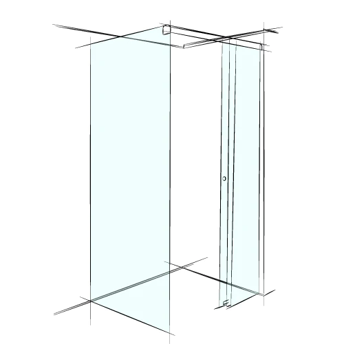 Душевое ограждение угловое (раздивижная система закрытого трека)