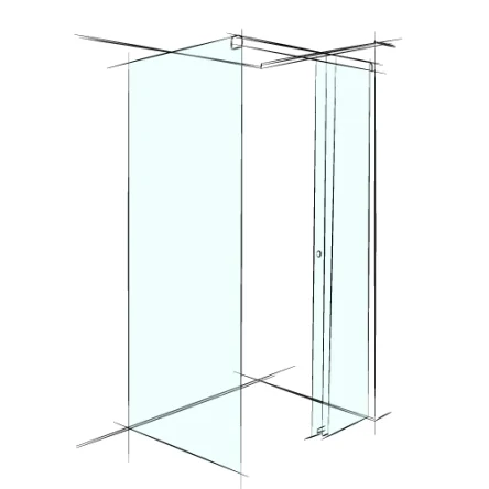 Душевое ограждение угловое (раздивижная система закрытого трека)